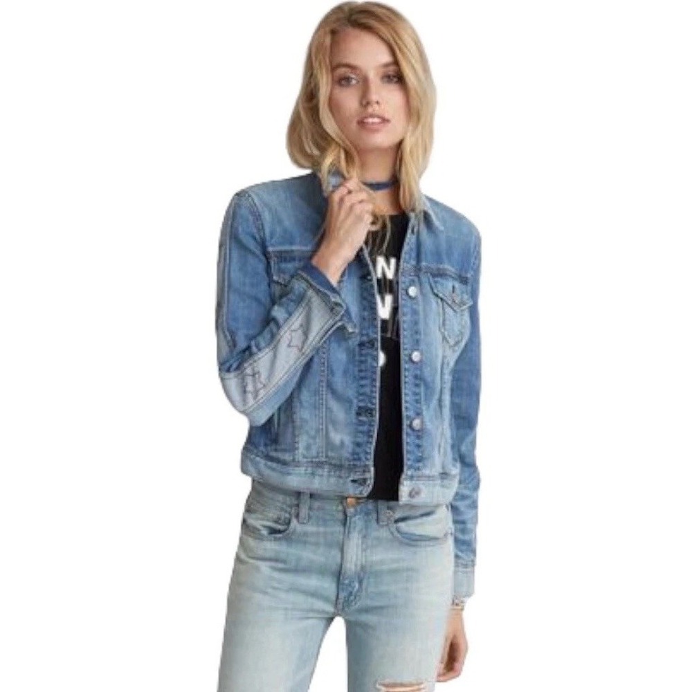 American Eagle Outfitters Jacket Women XS Blue Denim Star Sleeve Jean Retro NWT